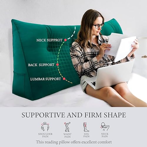 Miniatura 10 de BNCKTRD Almohada de cuña para cabecero, almohada de lectura triangular, tamaño California King, almohada de apoyo para sentarse en la cama, sofá