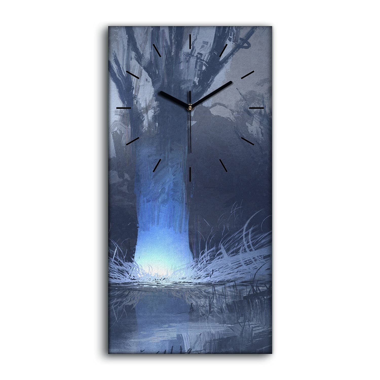 Horloge sur toile forêt effrayante art moderne salon 30x60cm
