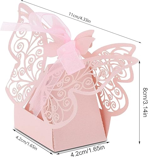 Fafeicy 100 piezas de cartón cortado de papel con patrón de mariposa cajas de chocolate de azúcar para decoración de cumpleaños (rosa)