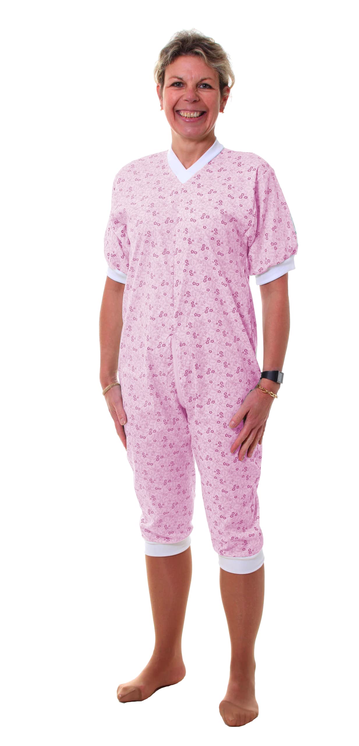 Grenouillère Adulte éco JC/MC - Fleurette Rose, Taille 3 (M)