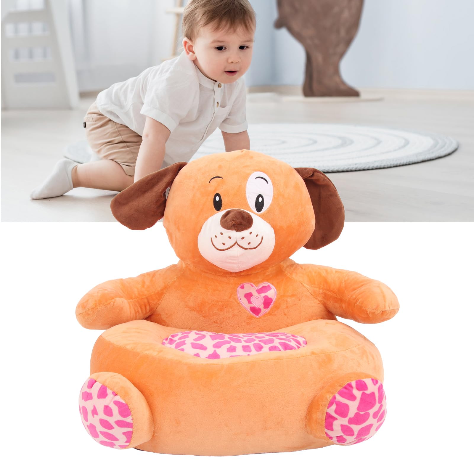 Plüschfigur-Kinderstuhl, Kinder-Sofastuhl mit Stofftier, niedliches Cartoon-Design, weiche Sitzgelegenheit aus Kristallvelours für Kleinkinder und das Spielzimmer im Kinderzimmer (Großer Hund)