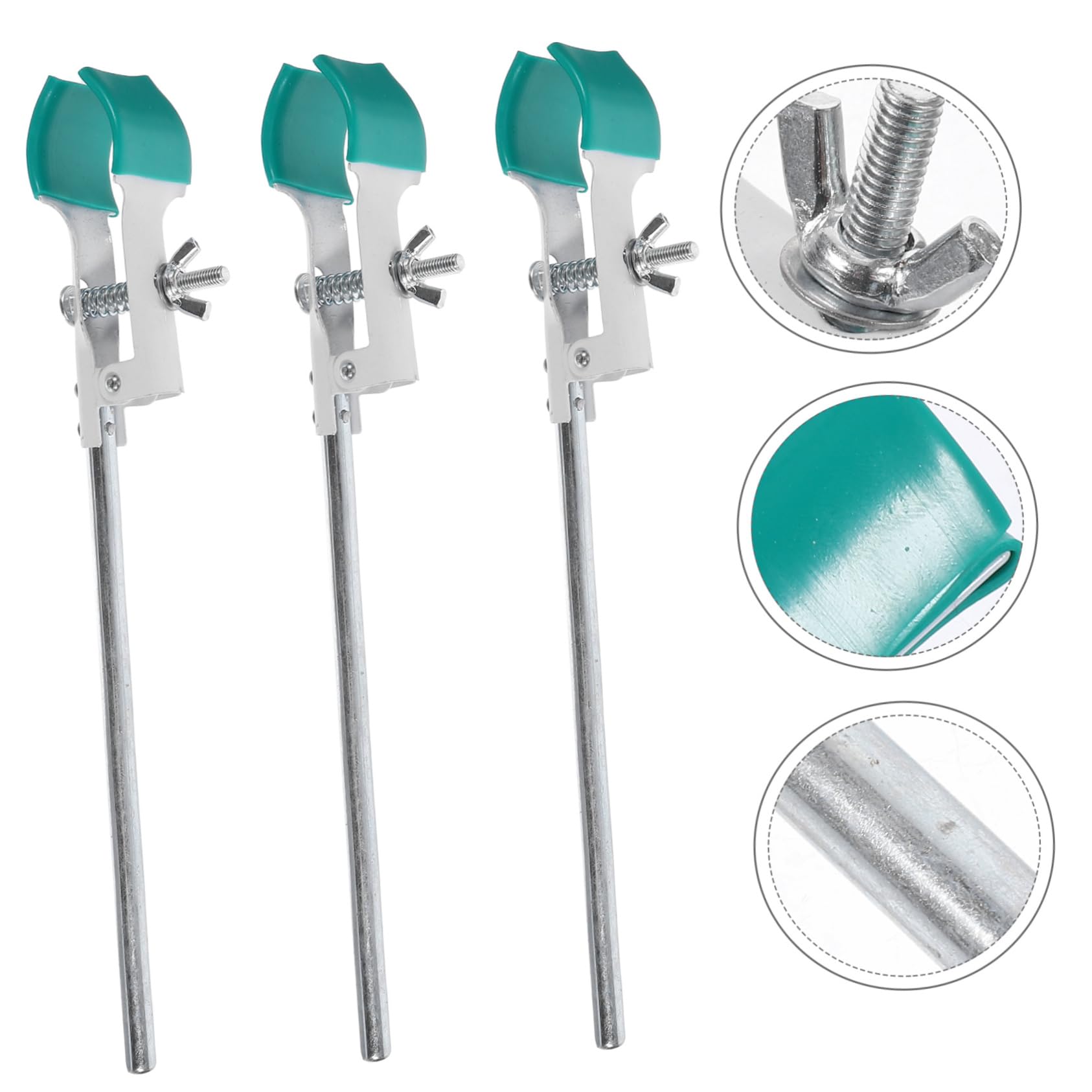 Zerodeko Morsetti per Laboratorio 3pezzi in Acciaio al Carbonio e Pvc Nero, Forma a Dito, Fissaggio Sicuro per Beaker e Flask, per Esperimenti Didattici e Laboratori Industriali