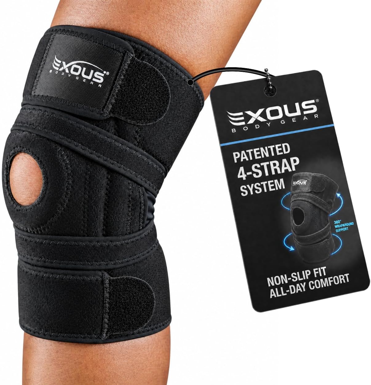 Knee Brace for Men & Women with Patented 4-Way Adjustable Support