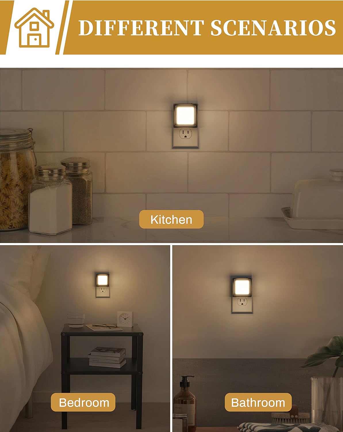 LED Night Light, DORESshop Night Lights Plug Into Wall [2 Pack] with Dusk-to-Dawn Sensor, Dimmable Nightlights, Adjustable Brightness for Bathroom, Hallway, Bedroom,Kids Room,Stairway,Soft White 3000K : Baby
