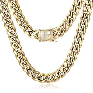 Zsllzm Hip Hop Miami Cuban Link Chain for Men Women 14k Real