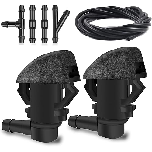 Windshield Washer Nozzles Kit, Front Windshield Spray Nozzles Wiper Spray Washer Jet and Fluid Hose with Connectors for Honda Pilot 2009-2012 2014 2015, Replaces OEM # 76810-SZA-A01ZA