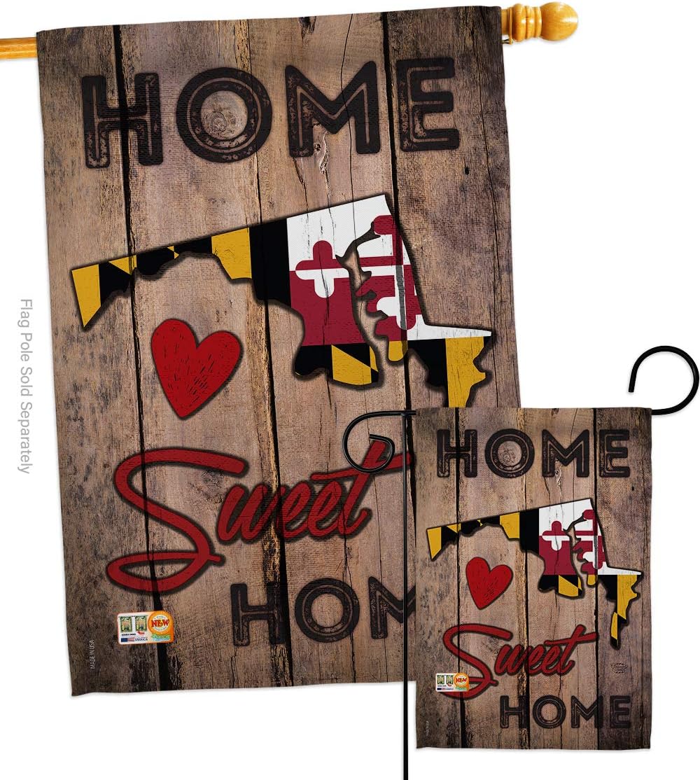 State Maryland Home Sweet House Flag Americana States USA American Territories Republic Country Particular Area Small Decorative Gift Yard Banner Double-Sided Made In 28 X 40