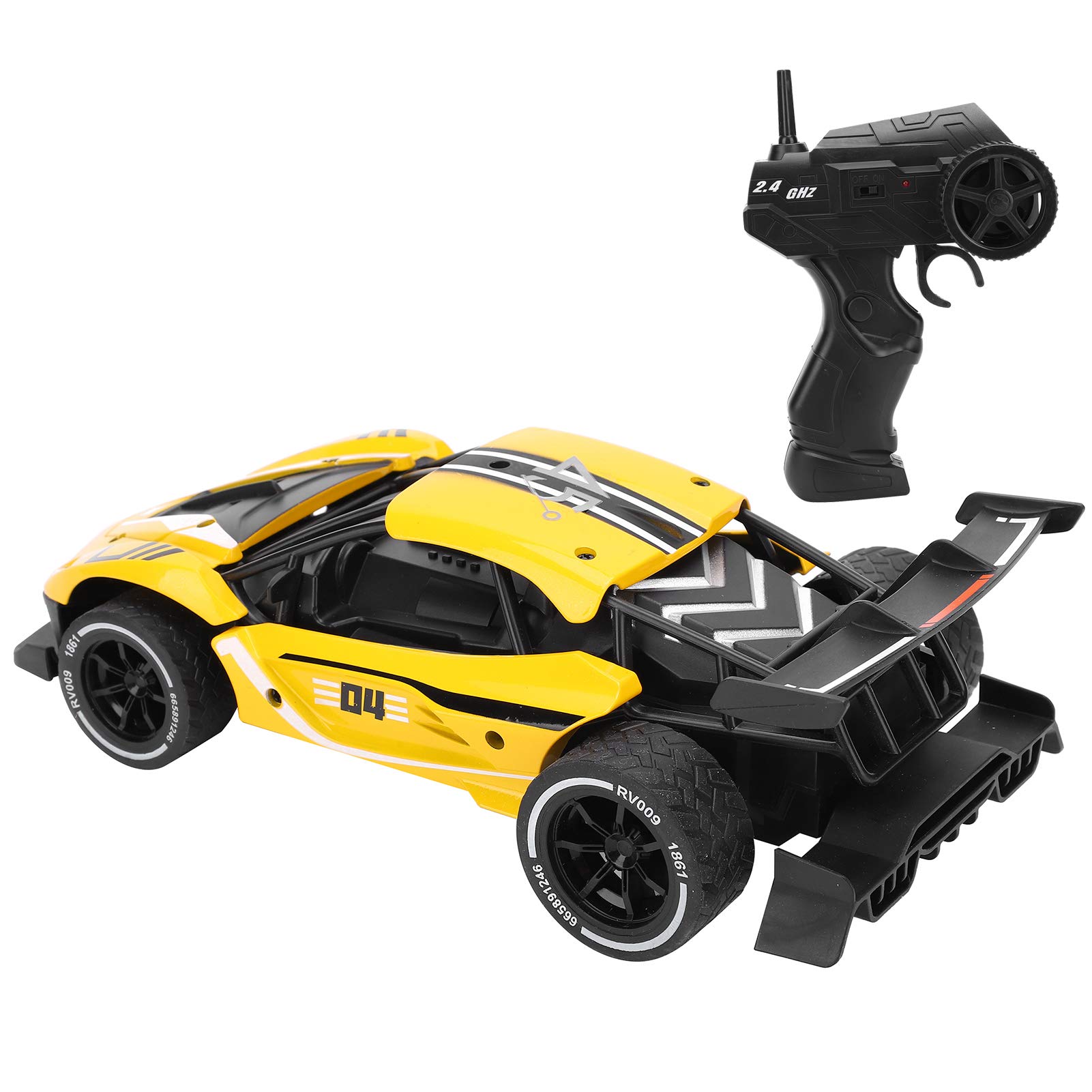 Dilwe High‑speed RC Car, 1/16 2.4G RC Alloy High Speed Drifting Wireless Toys Racing Remote Control Car(Yellow)
