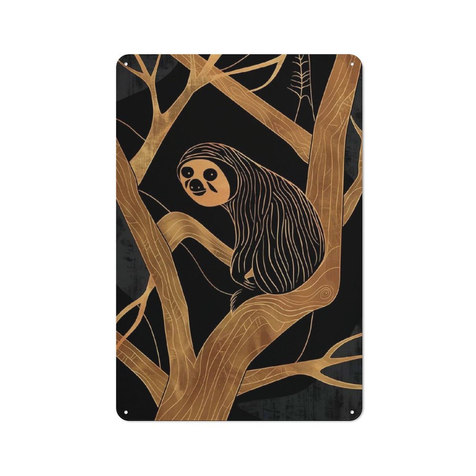 30x20cm Retro Metal Plaque with Sloth on Tree for Garage Or Workshop, Housewarming Present for People Styling Garage And Workshop