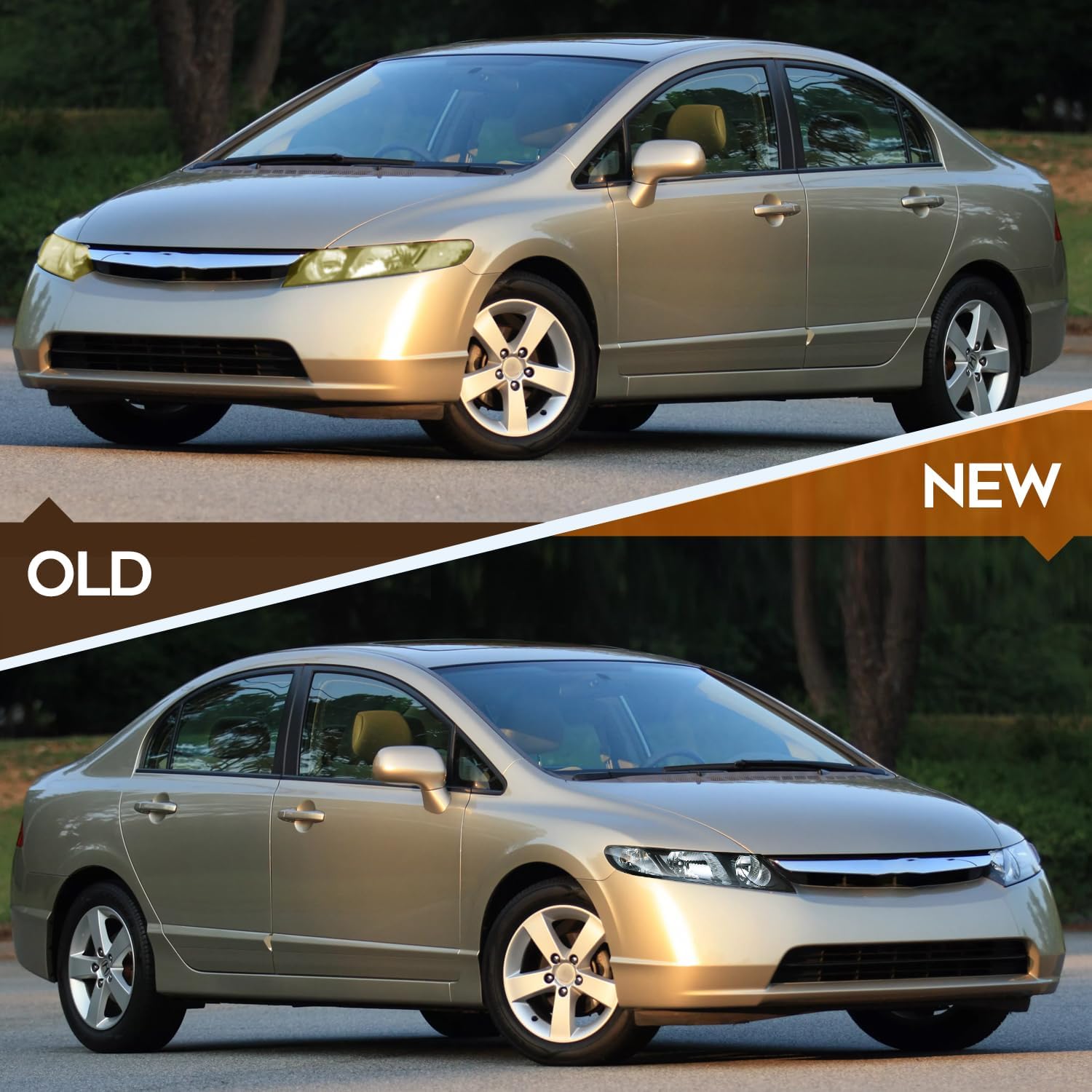 Headlight Assembly Fit for 2006-2011 for Honda Civic 4-Door Sedan Smoked Housing Clear Corner Driver and Passenger Side 33151SNAA02 33101SNCA01 33151SNCA01 33101SNAA02