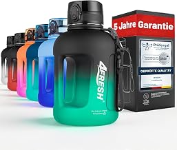 Gallon Drinking Bottle 1700 ml (1.7 L) with Handle, Leak-Proof, 1-Click Opening, BPA-Free Tritan, Robust Water Canister for Fitness, Gym, Outdoor & Hiking - Large Sports Water Bottle