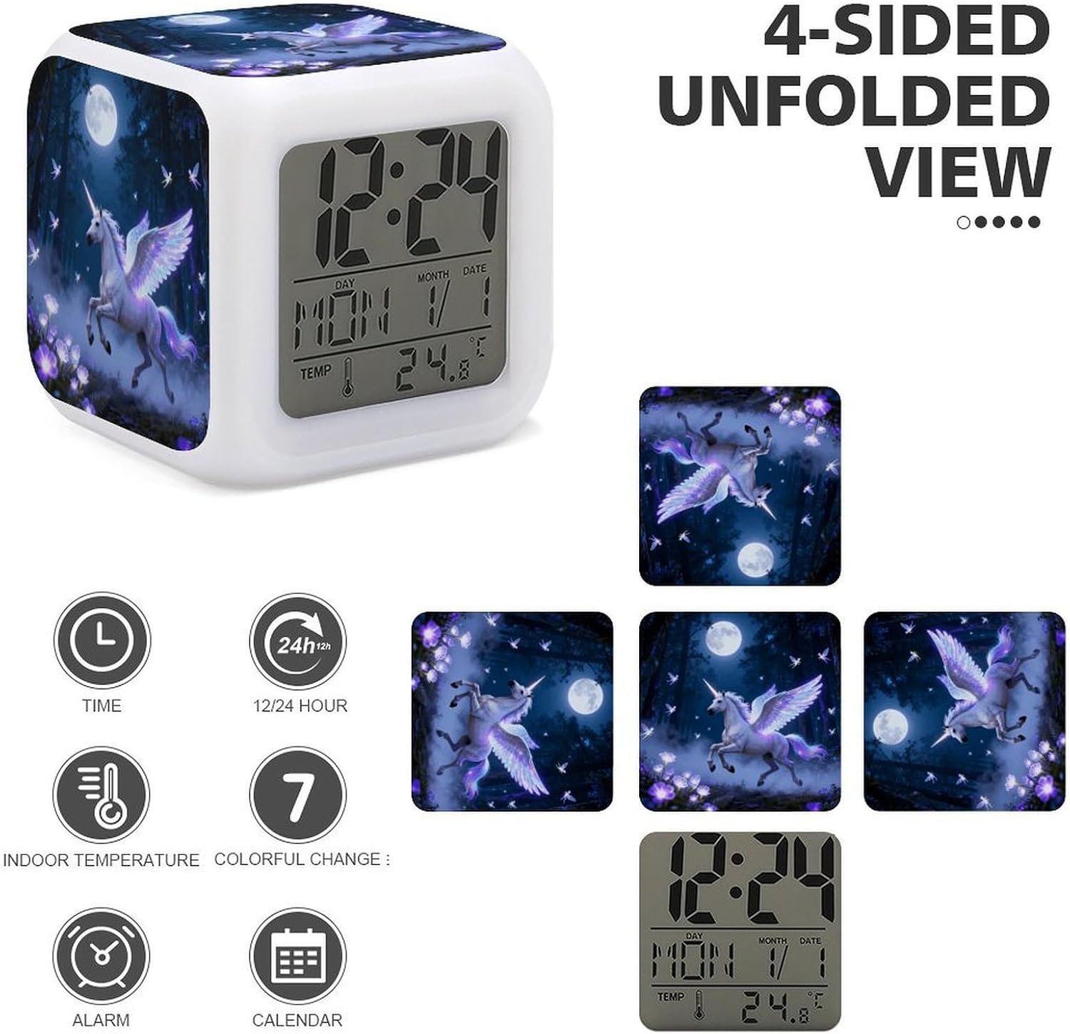 White Horses Digital Alarm Clock Alarm Clock for Bedroom image 3