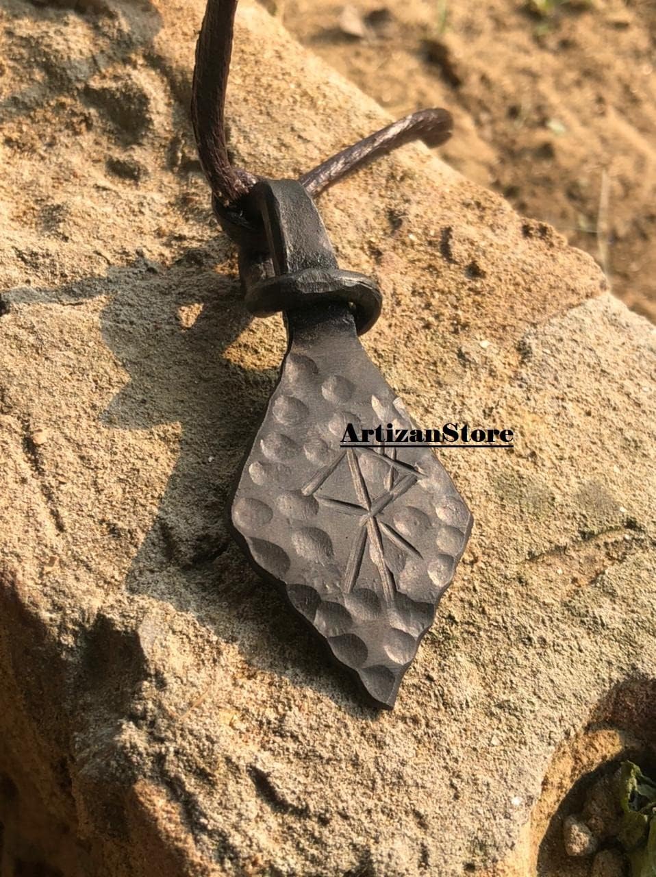 ARTIZANSTORE Forged Iron Wolf Rune Pendant Viking Amulet Runic Nordic Talisman Necklace - Image 4