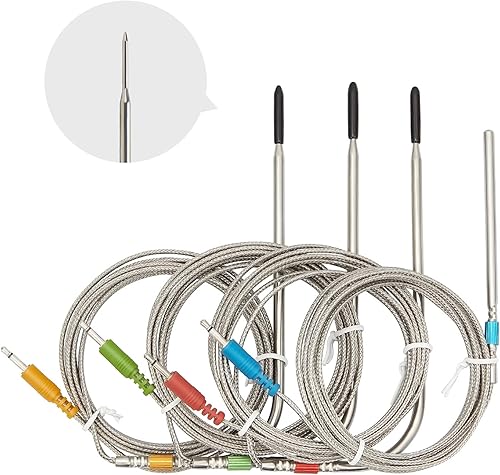 Inkbird Kit de 4 sondas de color de repuesto, solo compatible con termómetro de carne IBT-4XSIBT-6XS, ultra preciso y rápido hasta 572F572.0 F (solo