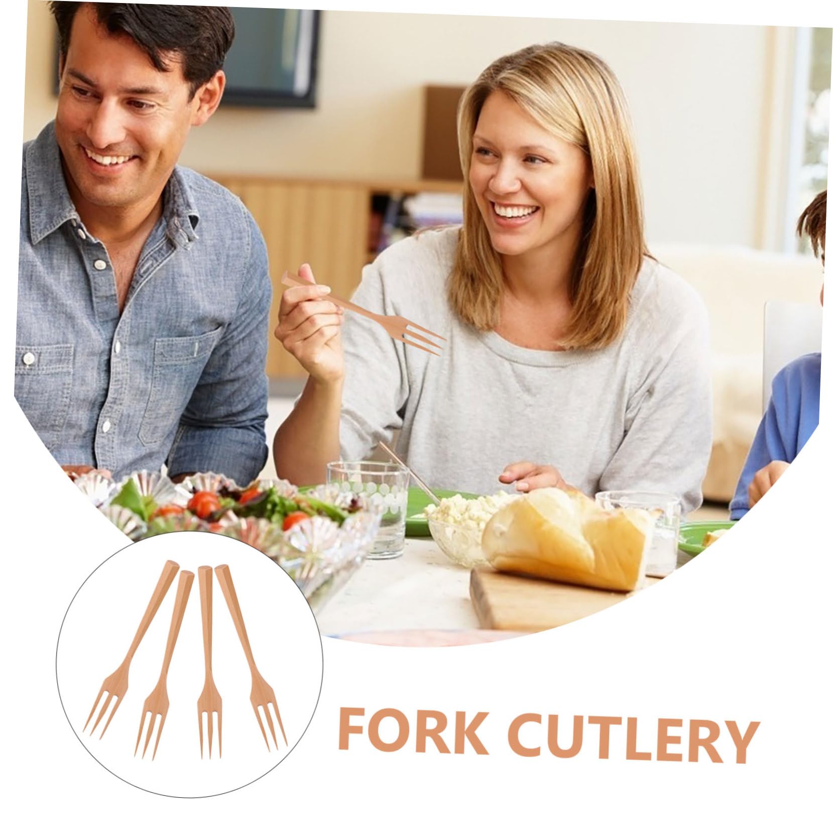 FUNOMOCYA Pcs Wooden Salad Servers Silverware Salad Forks Cooking Forks Easy to Clean Safe Multifunctional Kitchen Utensils