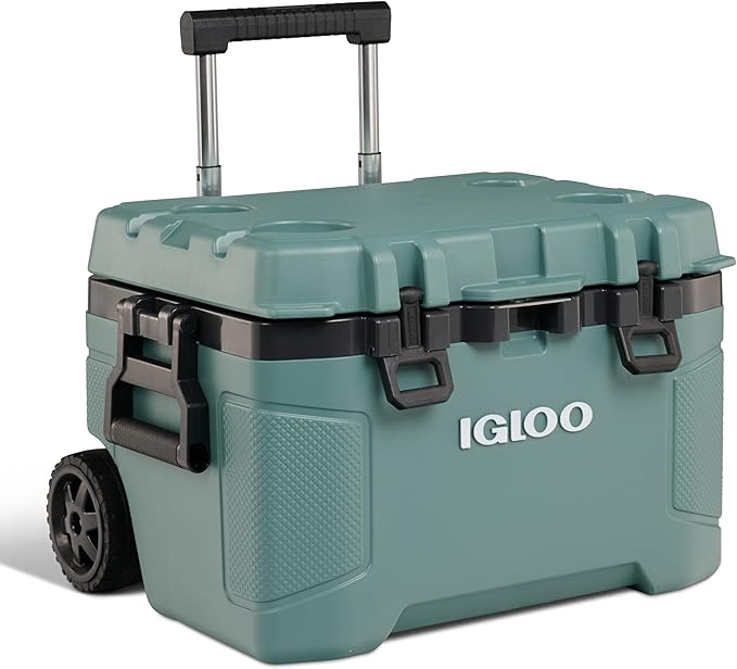 Igloo Trailmate 52Qt Wheeled Cooler, Insulated Hard Shell Ice Chest, Spruce