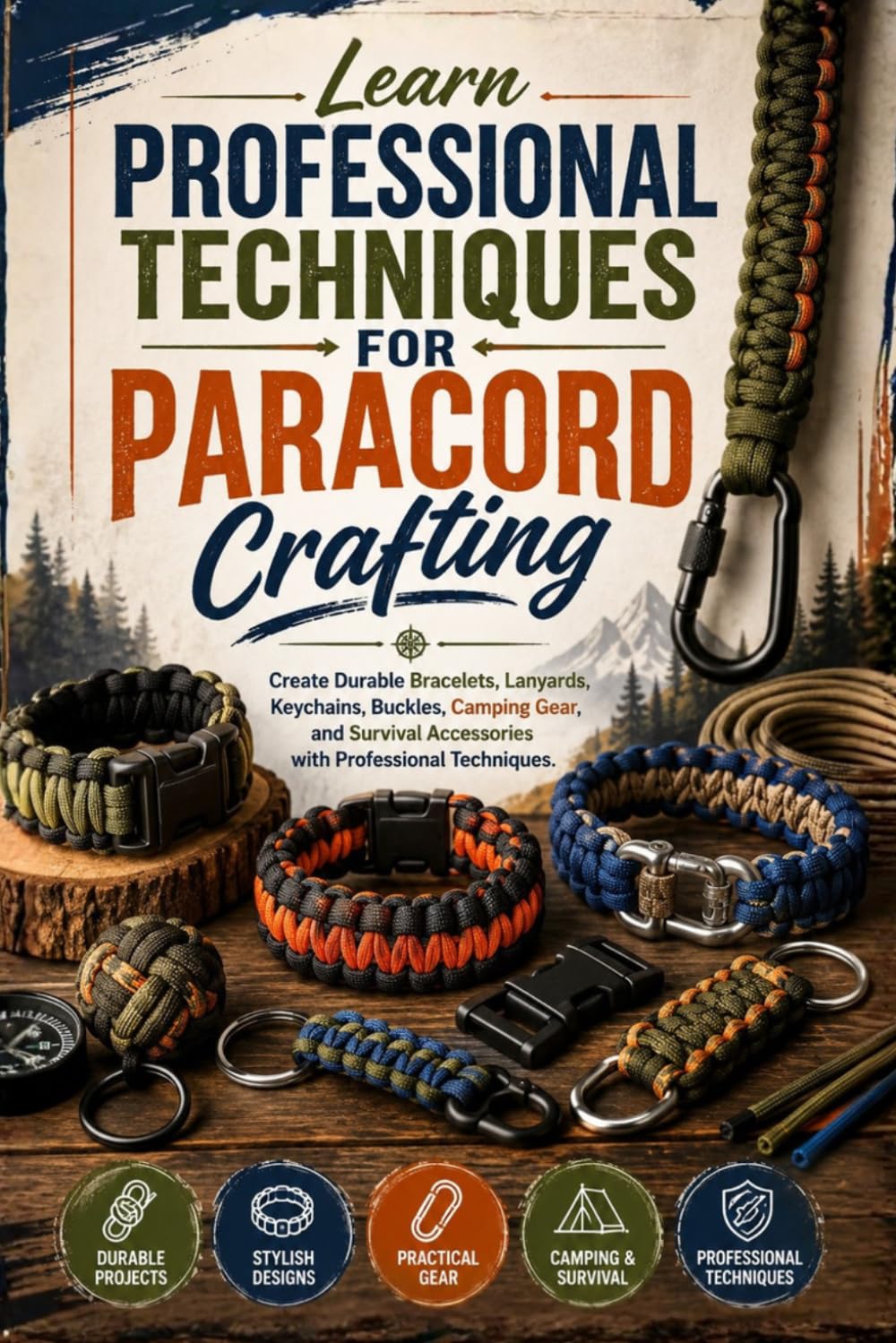 Learn Professional Techniques for Paracord Crafting: Create Durable Bracelets, Lanyards, Keychains, Buckles, Camping Gear, and Survival Accessories with Professional Techniques