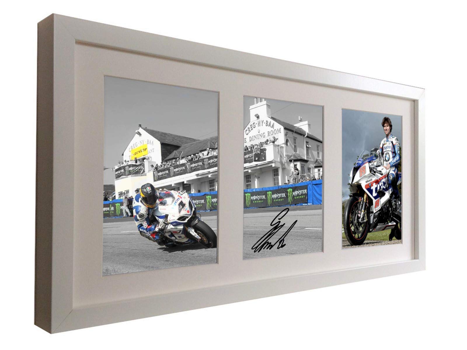 Signed White Guy Martin Triple Isle Of Man TT 2014 Race Autographed Photo Photographed Picture Frame Superbikes Motor Sport Gift