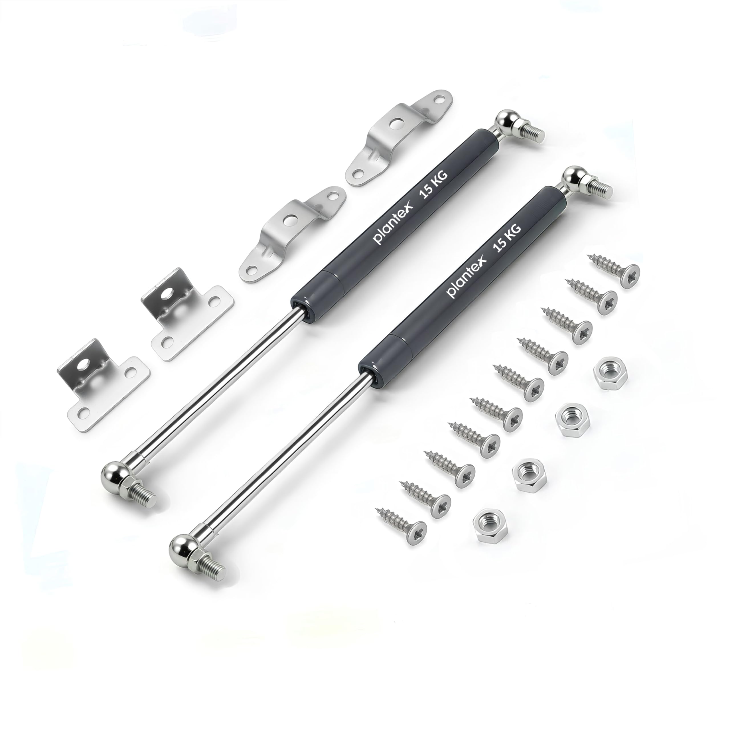 Plantex 12 Inch Hydraulic Gas Spring Stay Strut Pneumatic Lift Support with Cover/Cabinet Hinges Support/Capacity 15 KGS (150 N) - Pair of 1 (2 Pcs) (Silver)-image-33