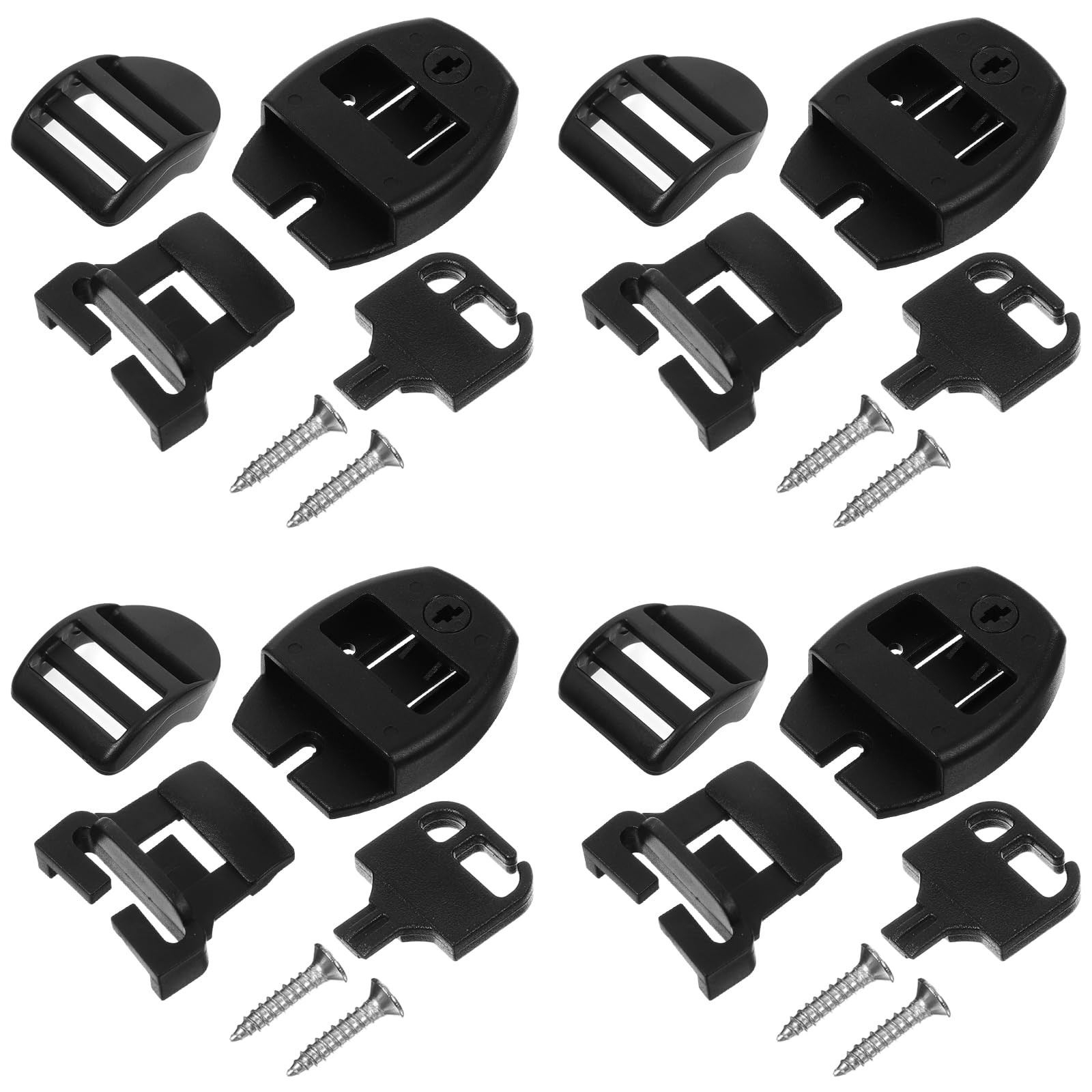 Vin Beauty 4 Sets Spa Hot Tub Cover Clips, Hot Tub Cover Repair Kit with 4 Latches 4Slide Rails 4Keys 8 Screws Pool CoverClips Latch Replacement Kit Hardware Accessories for Spa Lid Straps (Black)