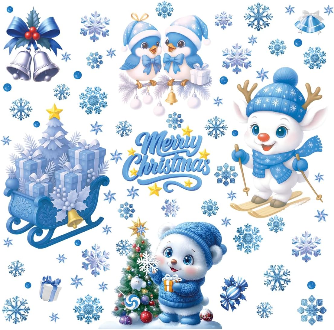 Adesivi Per Finestre Di Natale - 9 Pezzi Autoadesivi (20x30 Cm) Con Babbo Natale E Renne. Pellicola Statica, Facili Da Applicare/rimuovere, Riutilizzabili. Perfetti Per Bambini!