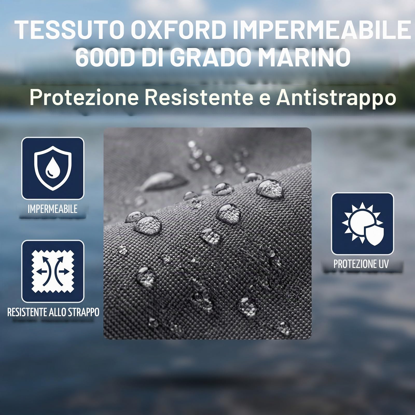Tendalino Prora T-Top per Copertura di Gommone, Parasole Tessuto Oxford 600D Impermeabile, Copertura Solare con Protezione UV50+ per Barca con Console Centrale