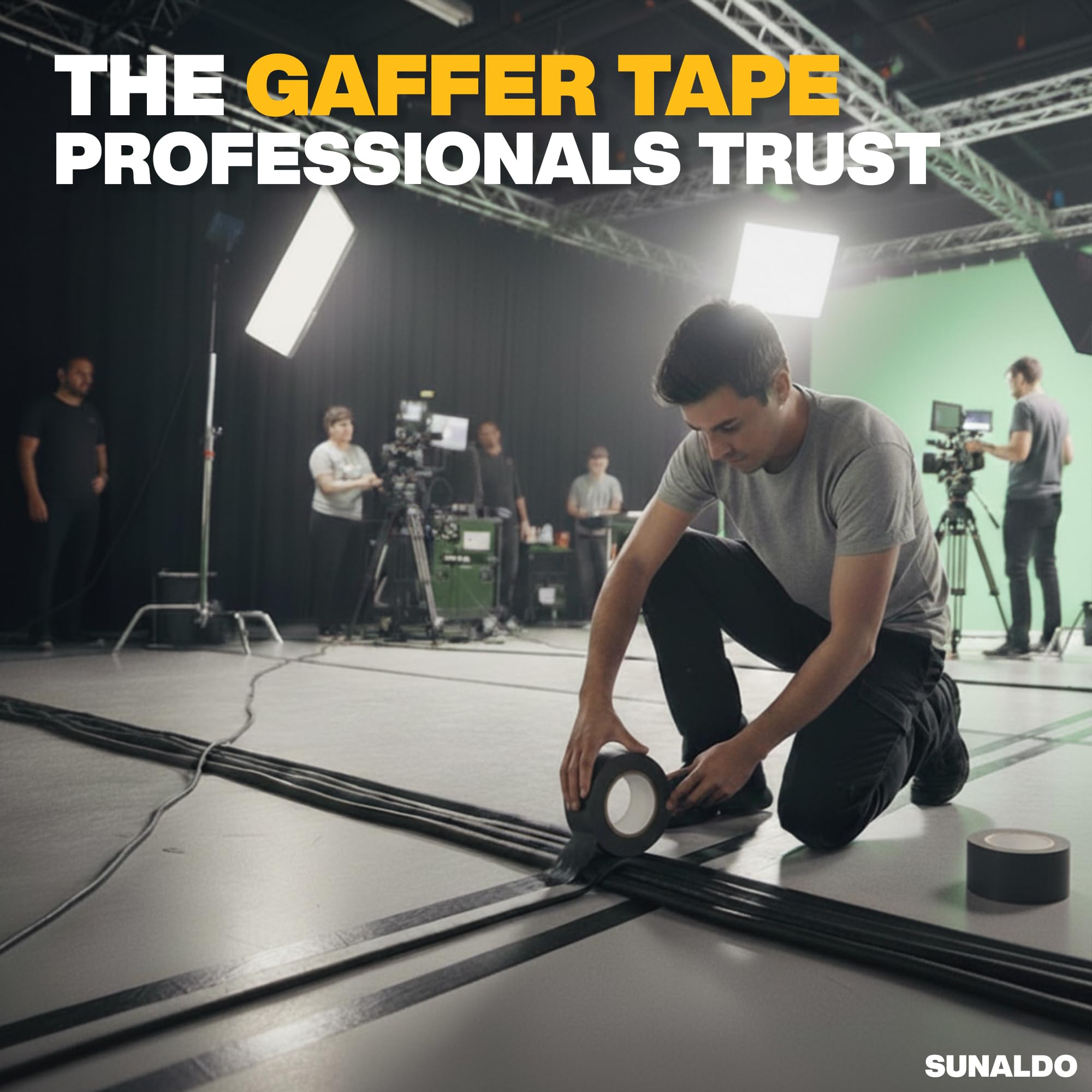 Gaffers Tape – 6 Stück Klebeband mit starkem Halt, leicht abreißbar, keine Rückstände, professionelle Qualität, für elektrische Kabel, mattes Finish, nicht reflektierend, beständig