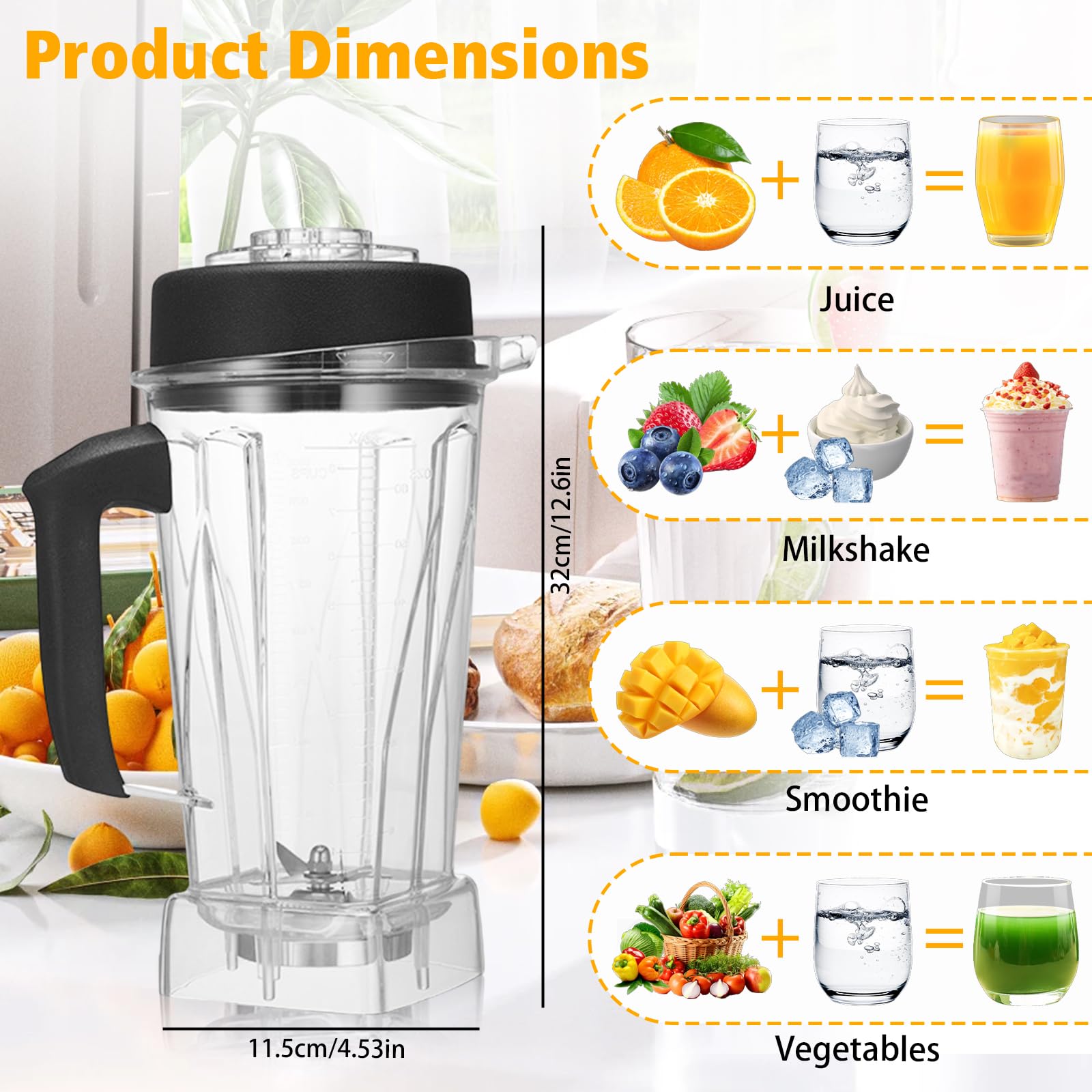 Pichet mélangeur pour vitamix, 1,8 l, récipient de rechange pour Vitamix 5000 5200 6300