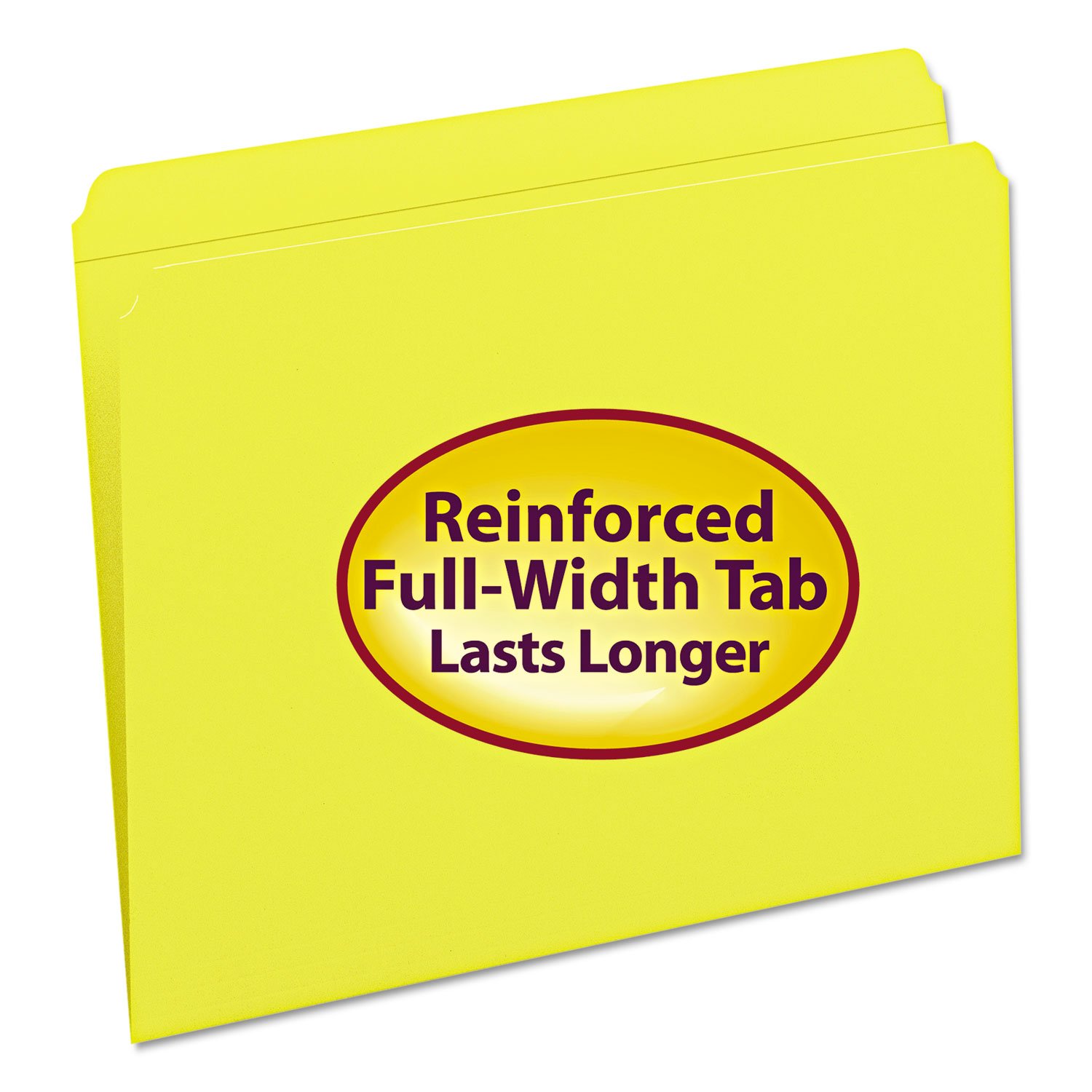 Smead 12910 File Folders Straight Cut Reinforced Top Tab Letter Yellow 100/Box