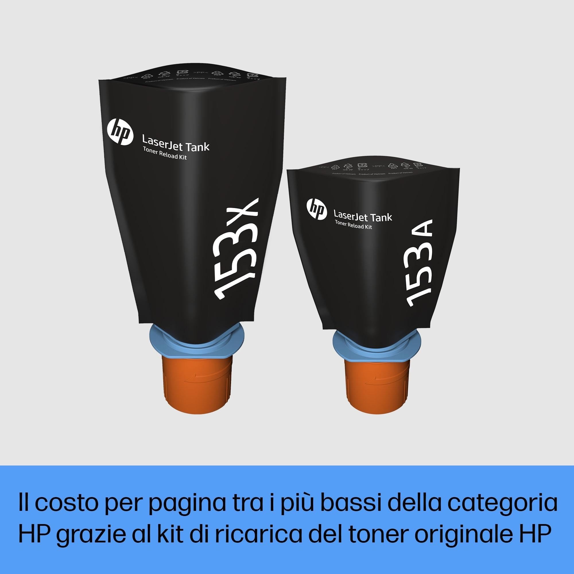 HP Laser Tank 2504dw 2R7F4A, Stampante Monocromatica a Singola Funzione con Serbatoio Toner integrato a Ricarica Rapida, Stampa F/R Automatica, 22 ppm, Fino a 5000 Pagine, Wi-Fi, USB, LCD, Bianca