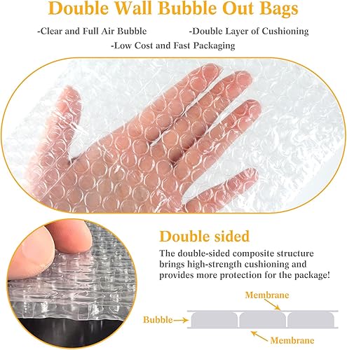 Miniatura 3 de PerKoop 120 bolsas de cojín de burbujas de 6 x 8.5 pulgadas a granel, bolsas de doble pared para cojín de burbujas, bolsas protectoras transparentes