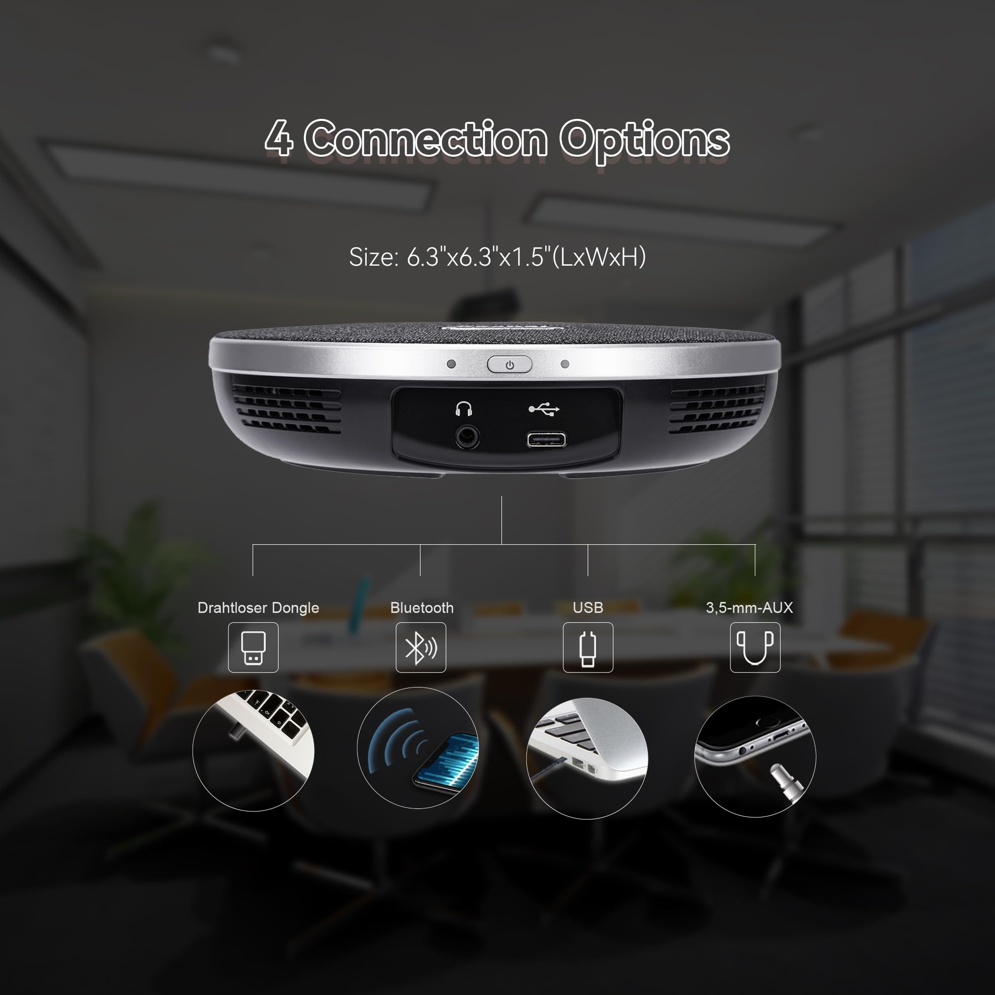 TONGVEO 4K PTZ-Konferenzkamerasystem, KI-Auto-Tracking, 3X Zoom, 4K PTZ-Kamera mit USB 3.0/HDMI & 93° Weitwinkel, Bluetooth-Freisprecheinrichtung mit Mikrofon für Remote-Meetings & mehr.