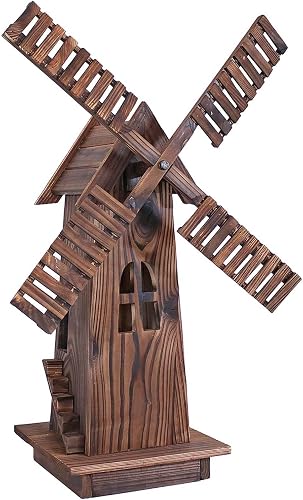 Westcharm Wooden Dutch Windmill Back Yard Decorations - Classic Old-Fashioned Windmill for Garden, Patio
