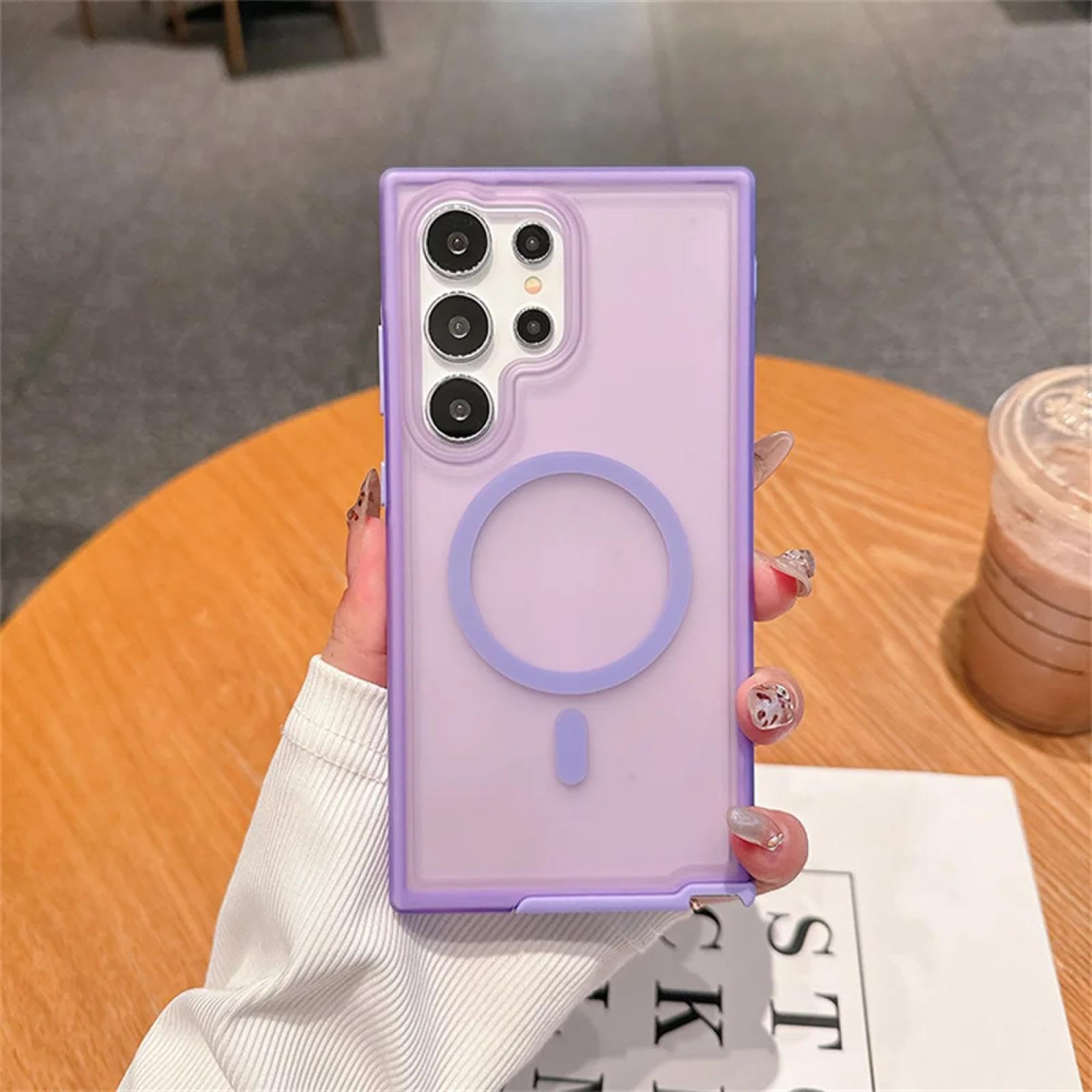 Coque Samsung S23 violette magnétique transparente mate résistante aux chocs - 8
