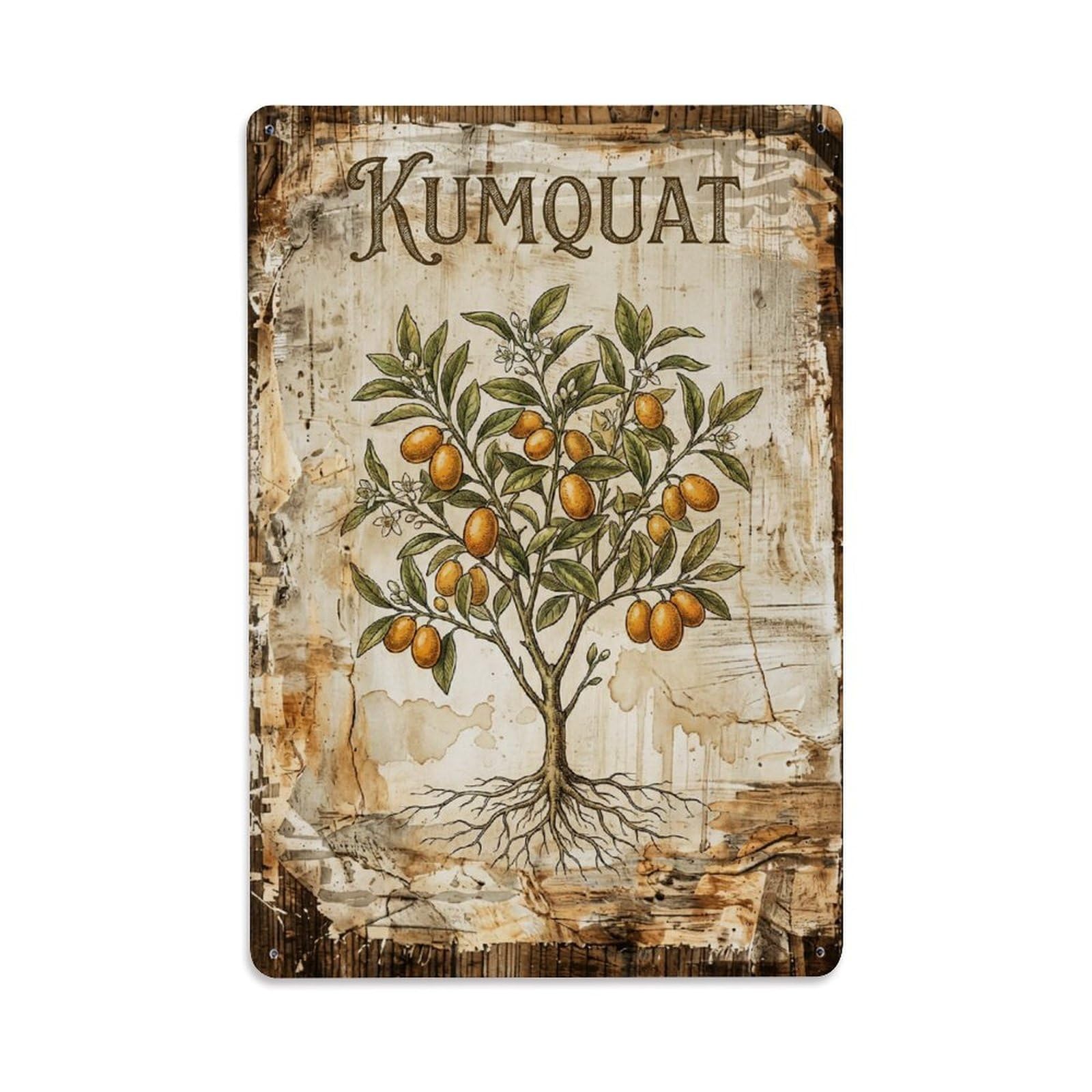 Kumquat Citrus Fruit 1 Vintage Metal Tin Sign Plaque Wall Decor for Cafe, Club, Garden Metal Poster 8x12Inch
