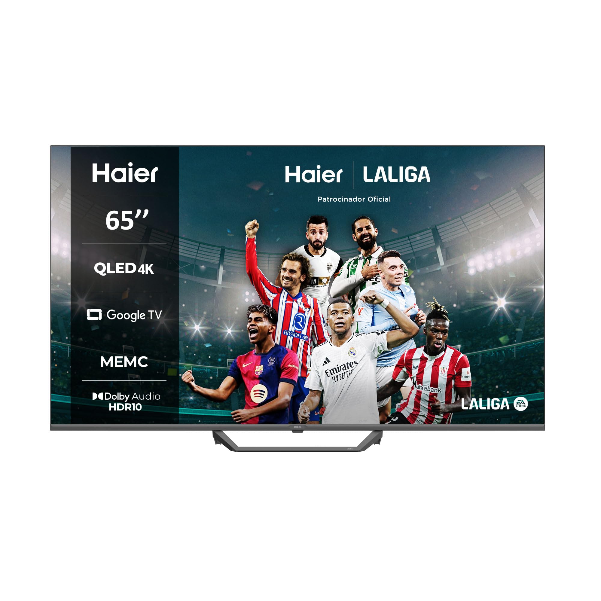 Haier QLED 4K UHD H65S80EUX - Smart TV 65", Google TV, Dolby Audio, HDR 10, Smart Remote Control, Google Assistant, Bluetooth 5.1, DBX TV, HDMI 2.1 x 4, Sin Marcos, 2024