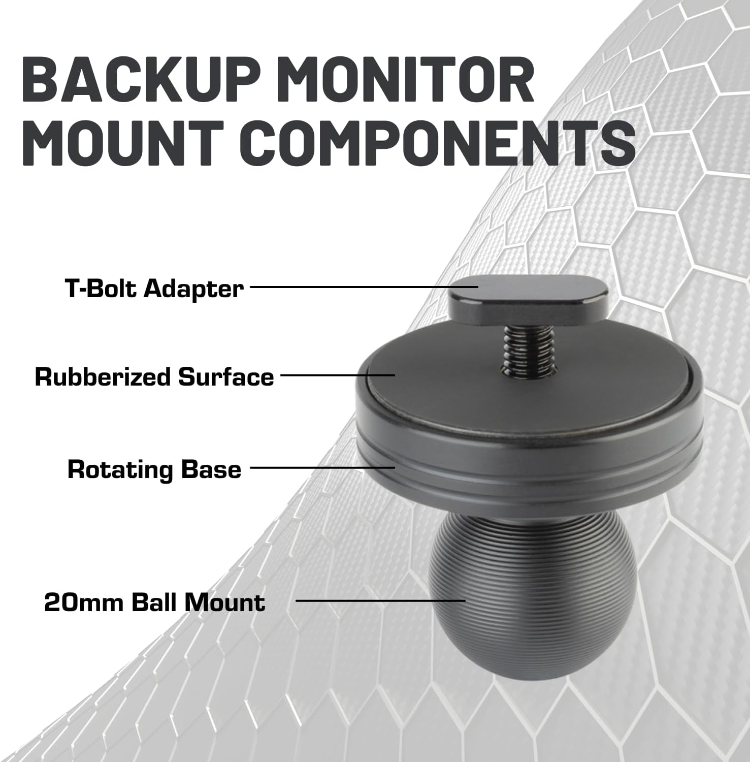 Bulletpoint Display Monitor Holder with 20mm Ball Mount for TPMS Monitoring Backup Camera Screens GPS image 4