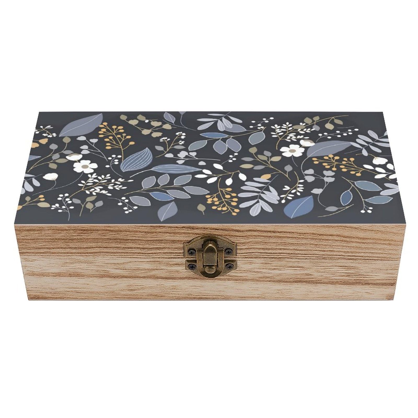 asbwuo White Flower Vintage Wooden Keepsake Box