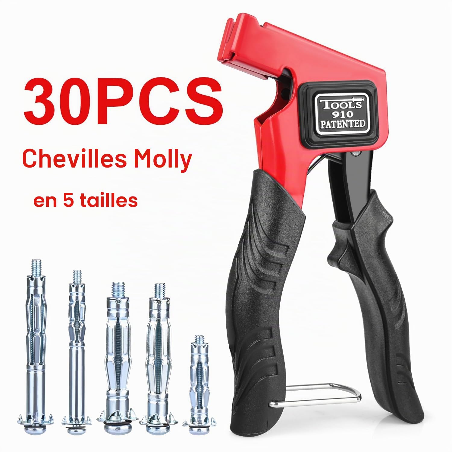 Kit Cheville Molly avec Pince, Paick Ancrages pour murs creux avec 30 cheville Molly, Pince Professionnel Convient à M3/M4/M5/M6/M8