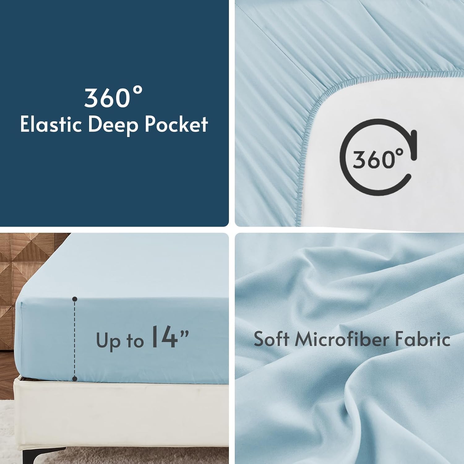 MUXHOMO 7 Pieces Full Comforter Set, Reversible Bed in a Bag Full Size, All Season Bedding Set with Comforter, Flat Sheet, Fitted Sheet, Pillowcases & Shams, Teal & Lake Blue - Image 8