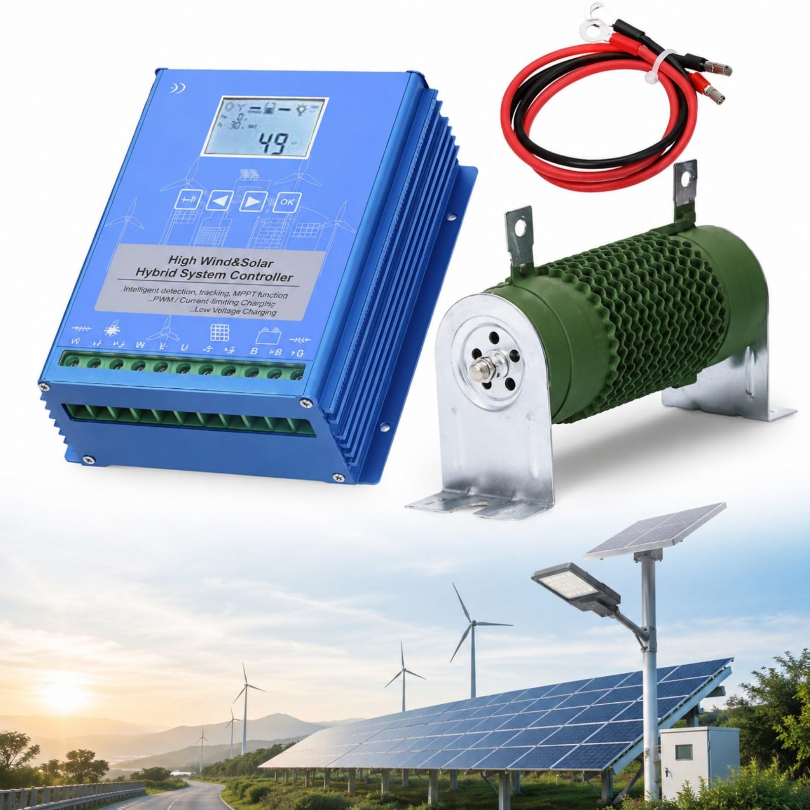 15000W Regolatore di Carica MPPT Eolico Solare 12V/24V/48V 12V/15000W | Carica Solare PWM, Ampio LCD, Carico di Scarico Esterno per Fattoria, Baita, Siti Remoti