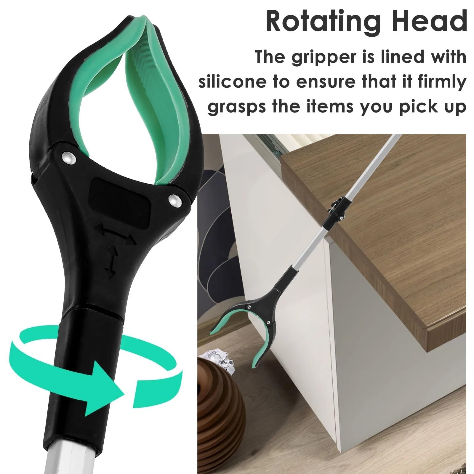 Recogedor Pinza Superior Pinza recogedora de basura con clip giratorio de 360 ​​grados, recogedor de basura plegable portátil, herramienta de agarre for personas mayores con mandíbula antideslizante(B