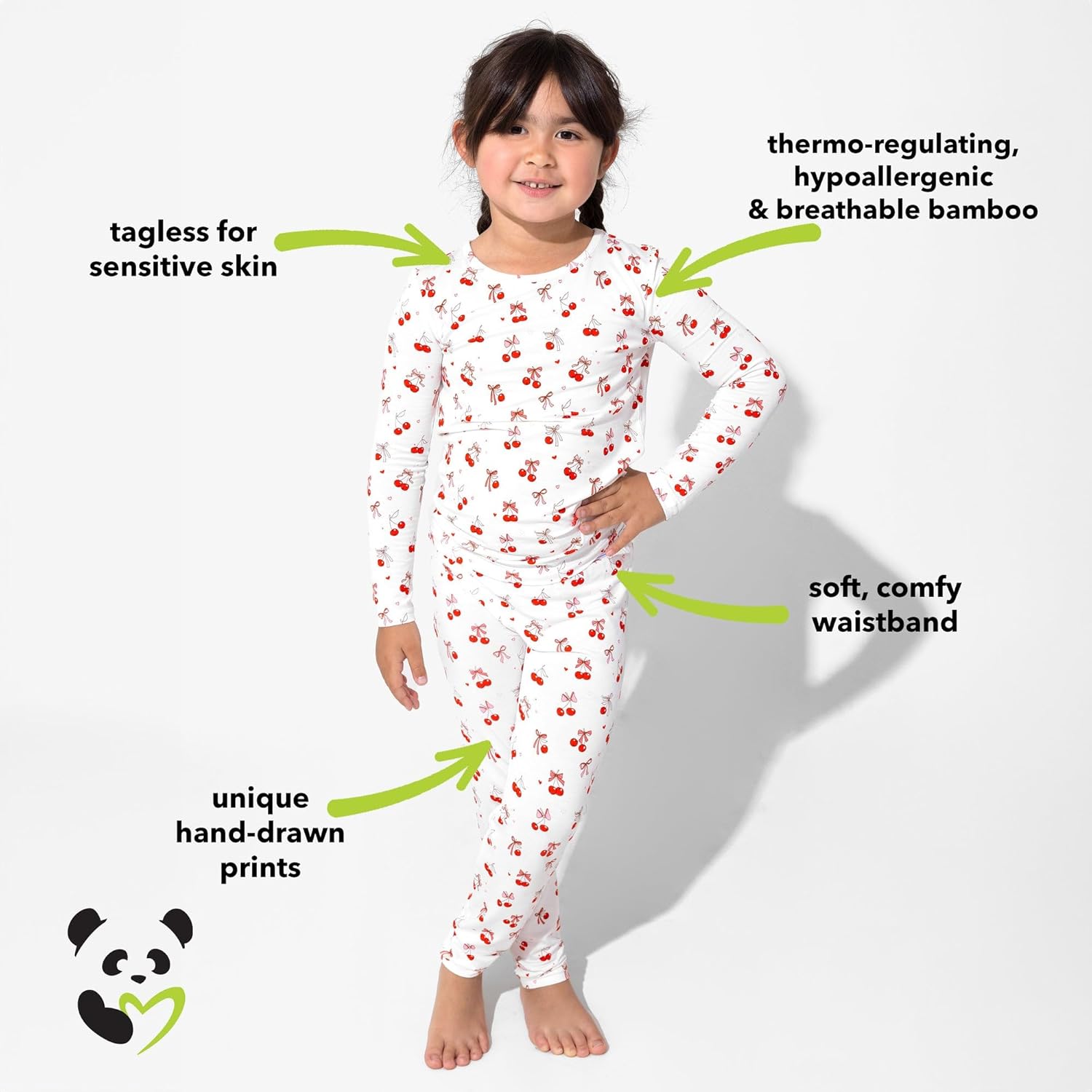 Bellabu Bear Two-Piece Pajama Set for Boys & Girls, Matching Family Pajamas, Rayon from Bamboo