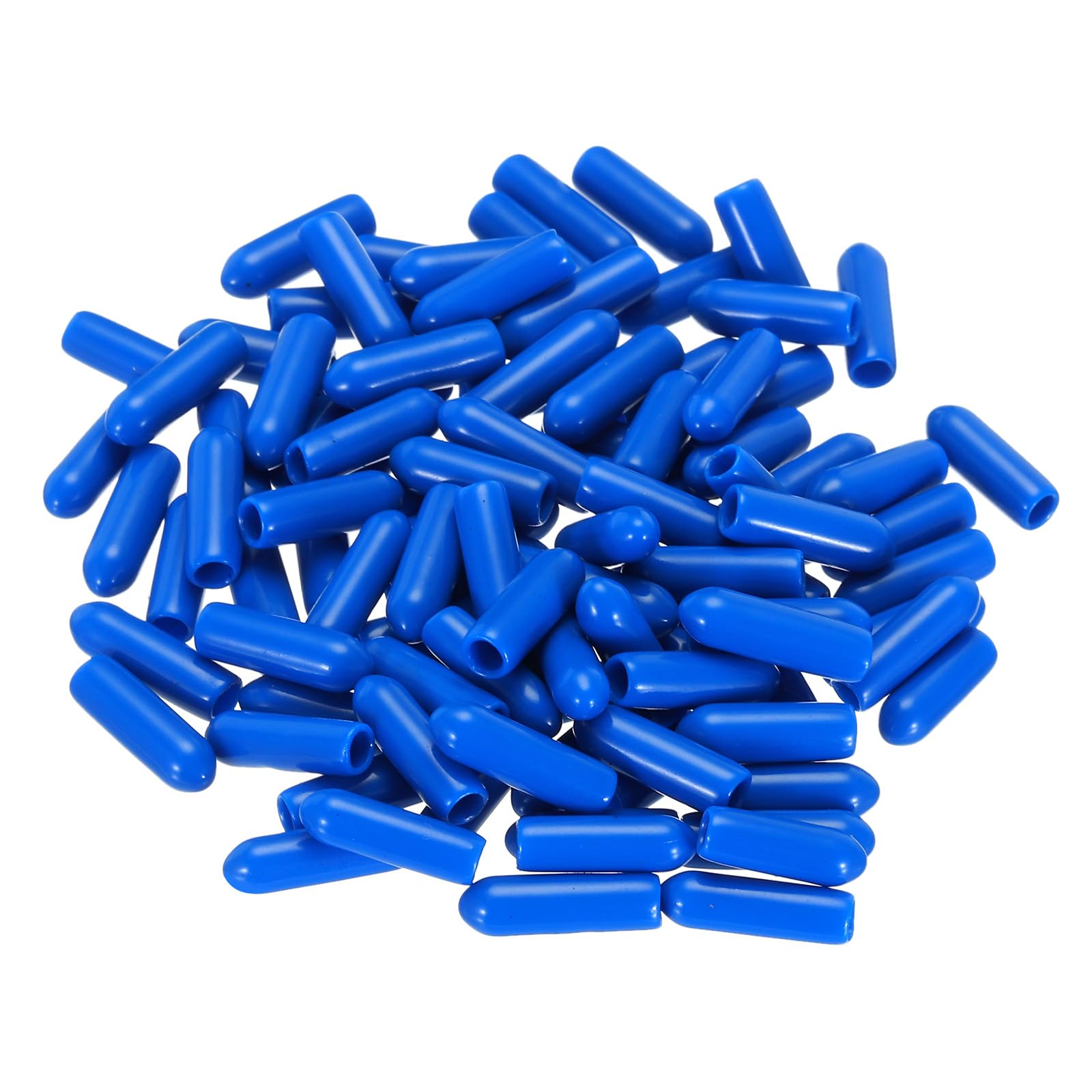 sourcing map 50 Stück Gummi-Endkappen 3,5 mm (1/8") ID Vinyl PVC Rundrohr-Bolzenkappen, blau, Schraubgewinde-Schutzabdeckungen