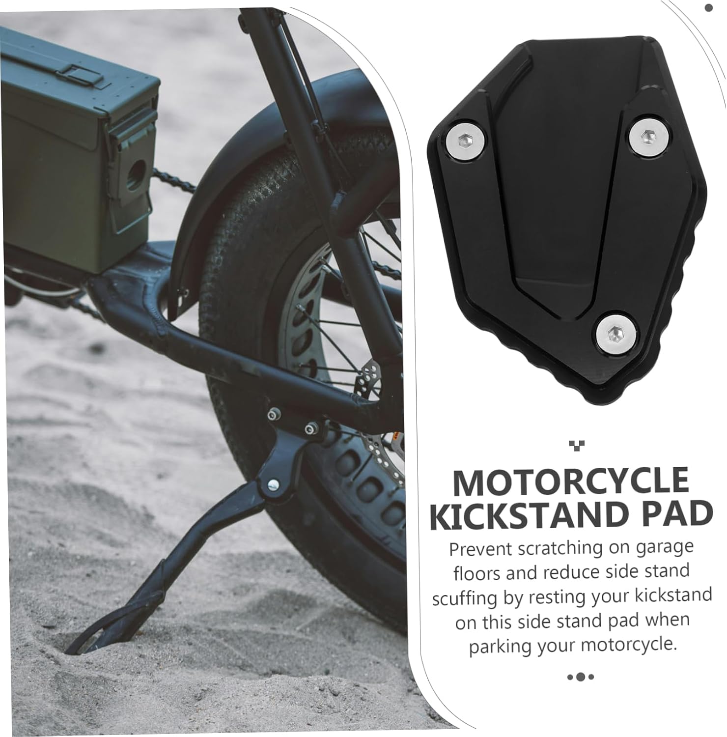 SOLUSTRE Motorcycle Kickstand Extension Pad Side Stand Cushion Support for Outdoor Parking Prevents Scratching and Scuffing Lightweight and Portable Motorcycle Accessory