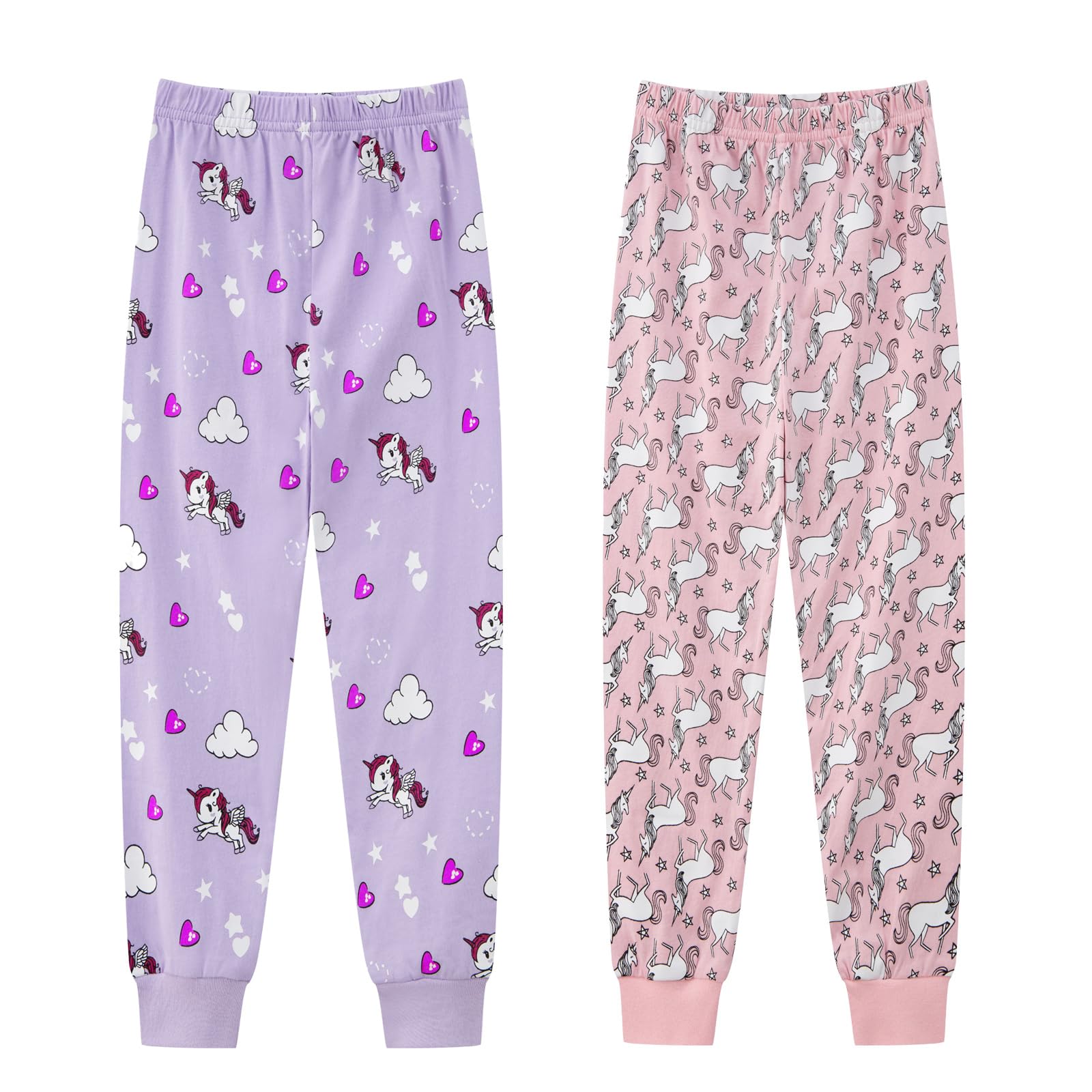 Pigiama natalizio per bambine con unicorno, in cotone, a maniche lunghe, per bambini da 3 a 8 anni, 4 pezzi