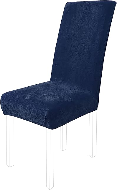 Sourcingmap Plush Dining Chair Cover,Parson Chair Slipcover Stretch Spandex Velvet Bar Stool Cover Protector Seat Cover Home Decor for Dining Room/Party/Kitchen/Wedding Navy Blue
