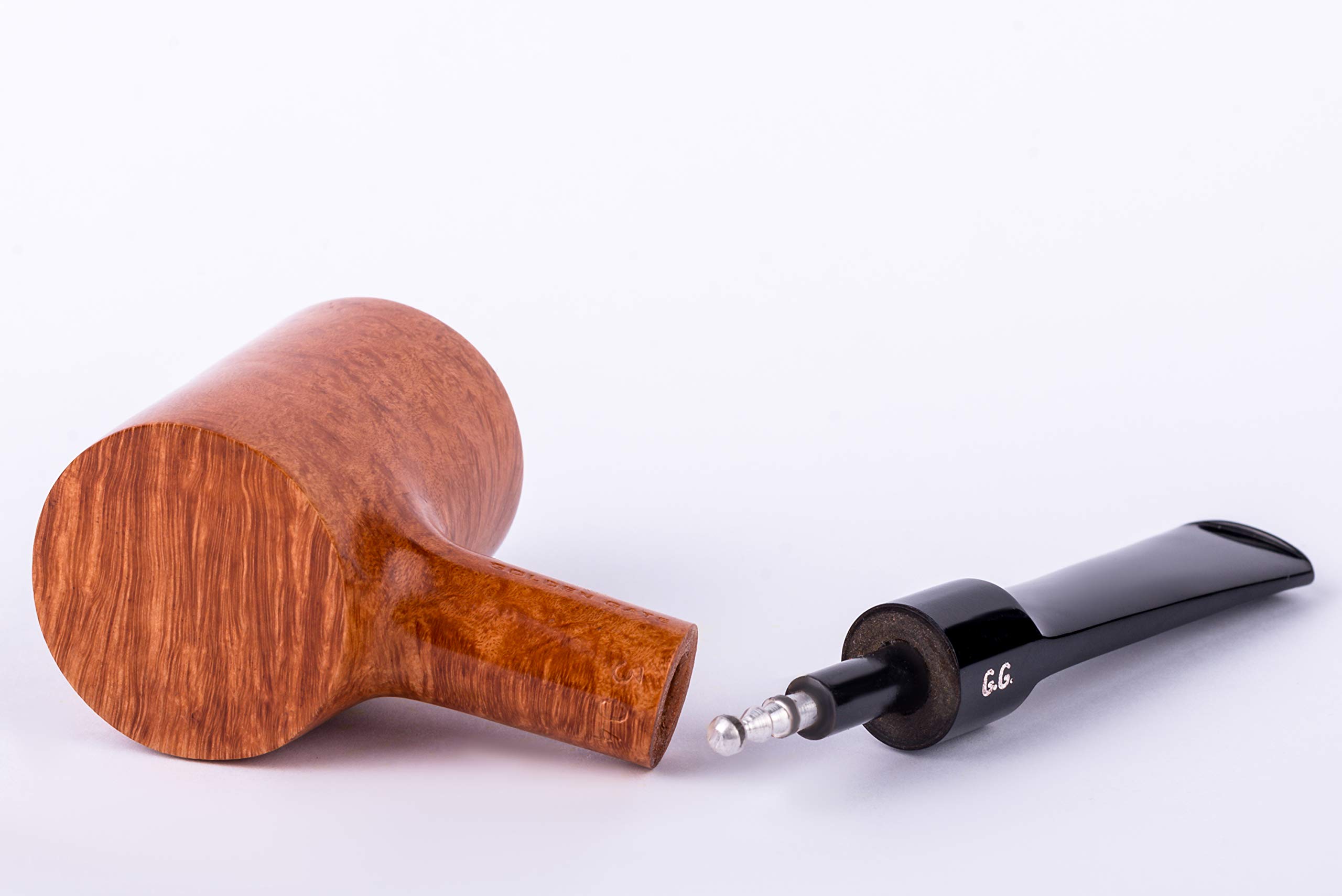 Pipe en bois pour tabac - Série Poker, Fabriquée en racine de bruyère, Filtre de refroidissement en métal (Doré)