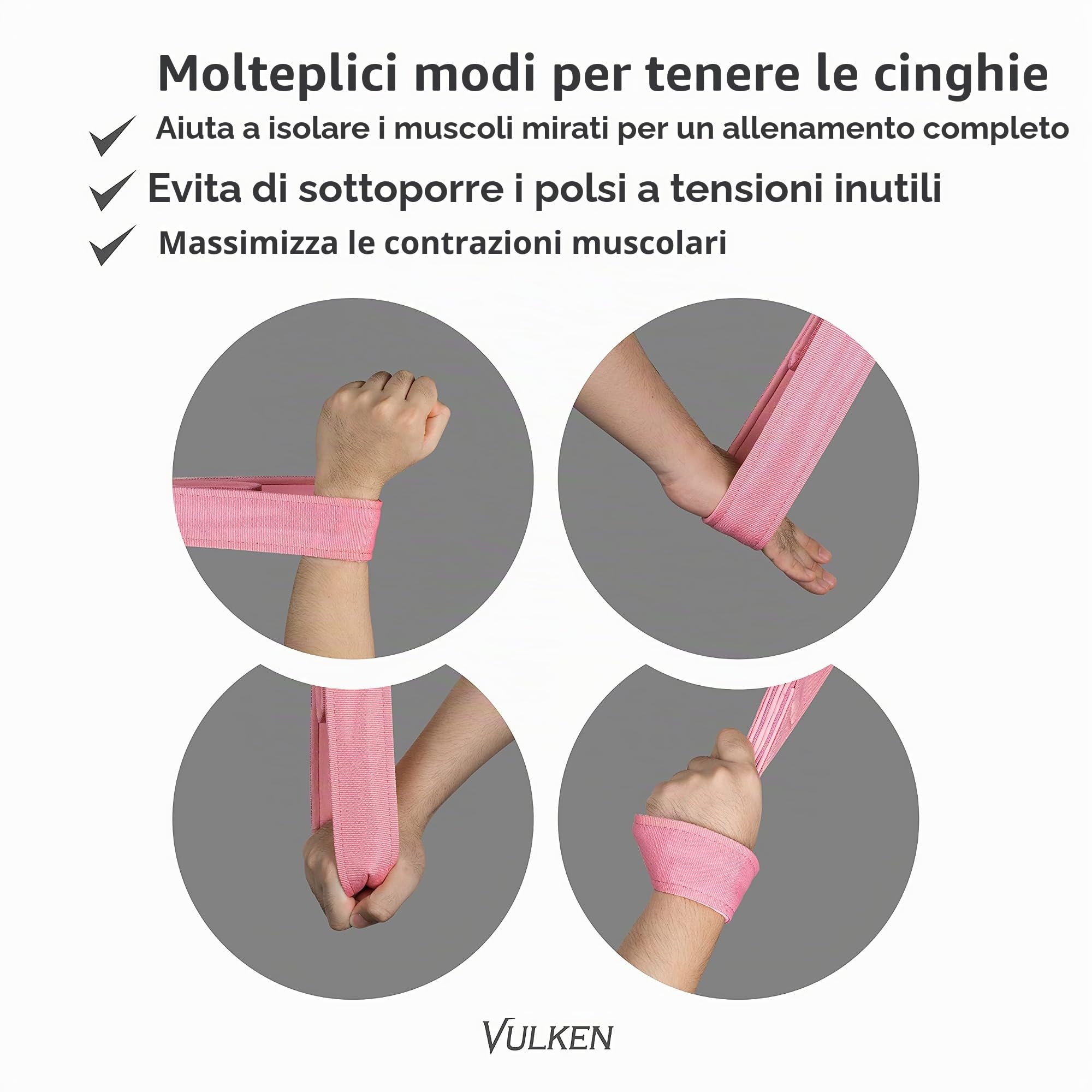 Vulken - Corda per tricipiti con Cavo, Due Misure in Una Corda Extra Lunga, Cinghie di Estensione per tricipiti, Attrezzatura da Palestra, Maniglie per Allenamento a casa per Bande di Resistenza.