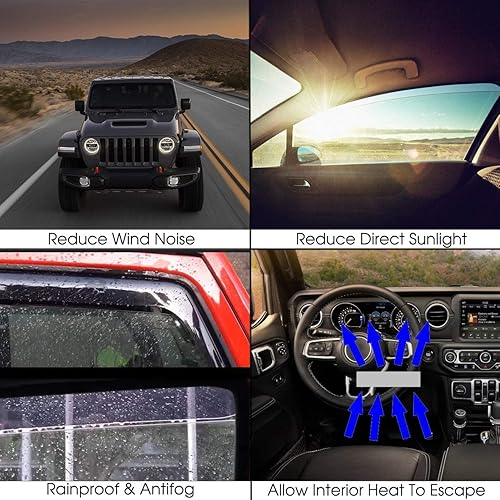 Miniatura 3 de ALAVENTE Deflectores de ventana lateral de 4 puertas compatibles con Jeep Wrangler JK 2007-2018 (no compatible con JL)